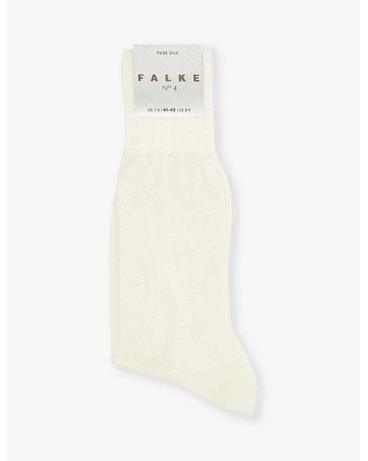 Falke White No. 4 Logo-print Silk-blend Knitted Socks for men
