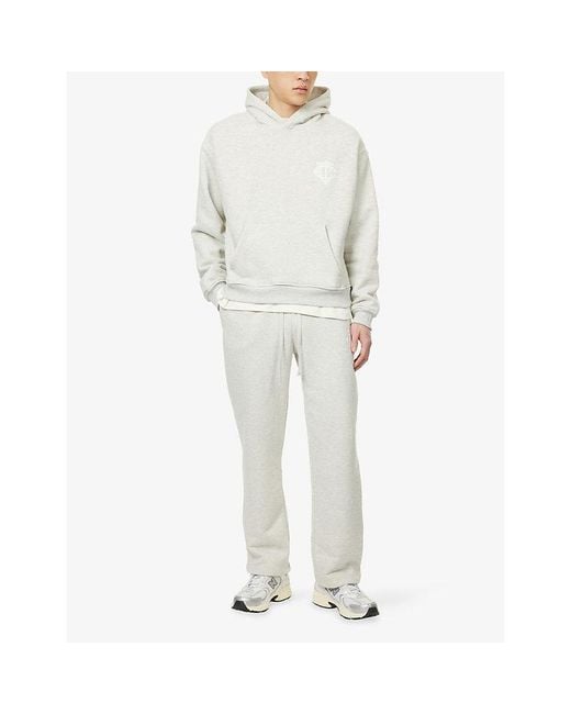The Couture Club White Monogram-Emblem Relaxed-Fit Cotton Hoody for men