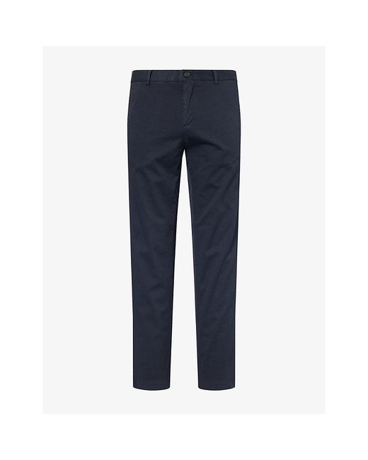 Sunspel Blue Slim-Fit Flat-Front Stretch-Cotton Chino Trousers for men