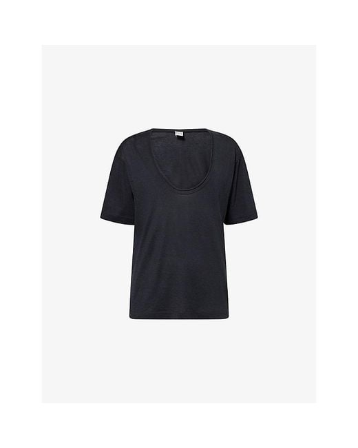 Totême Blue Short-Sleeve Cotton-Silk Blend T-Shirt