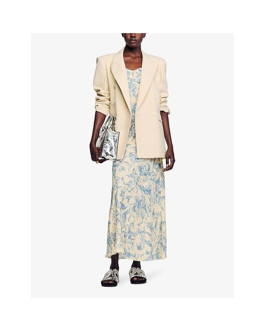 Sandro White Joselle Floral-pattern Woven Maxi Dress