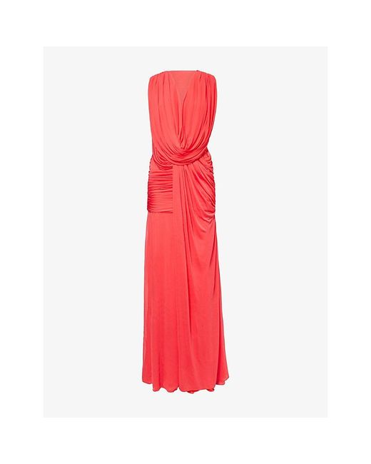 Christopher Esber Red Ripple Drape Jersey Gown