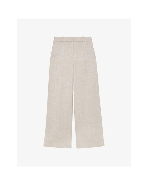 Reiss Natural Nolah Wide-Leg Linen-Blend Trousers