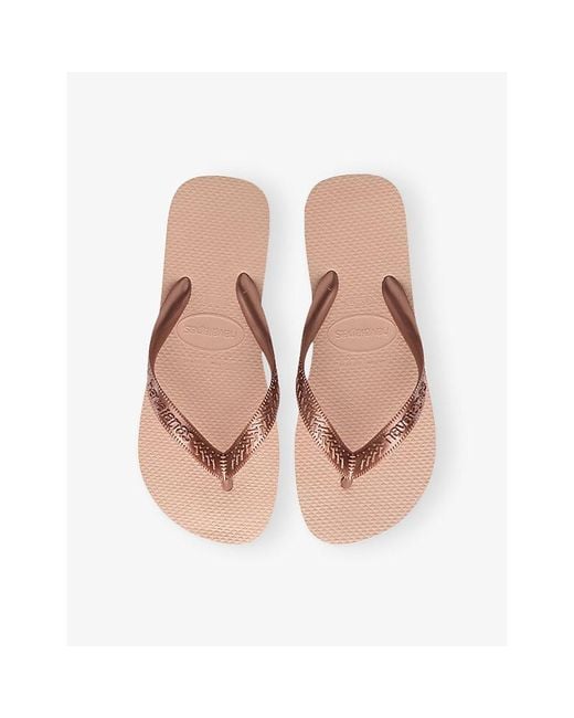 Havaianas Brown Top Logo-Embossed Rubber Flip-Flops