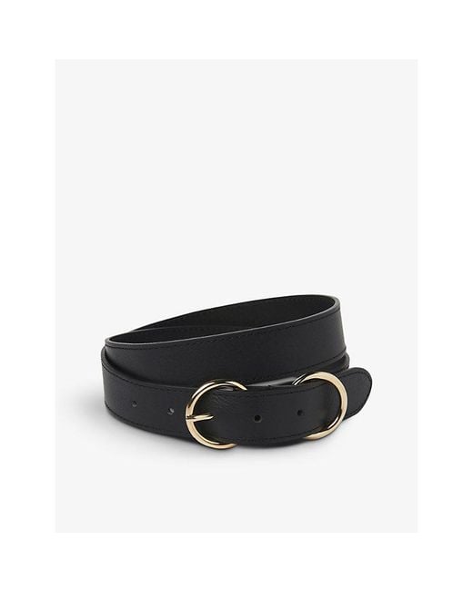 Whistles Black Double-Ring Leather Belt