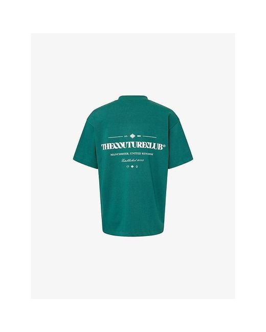 The Couture Club Green Copyright Graphic Text-Print Cotton T-Shirt for men