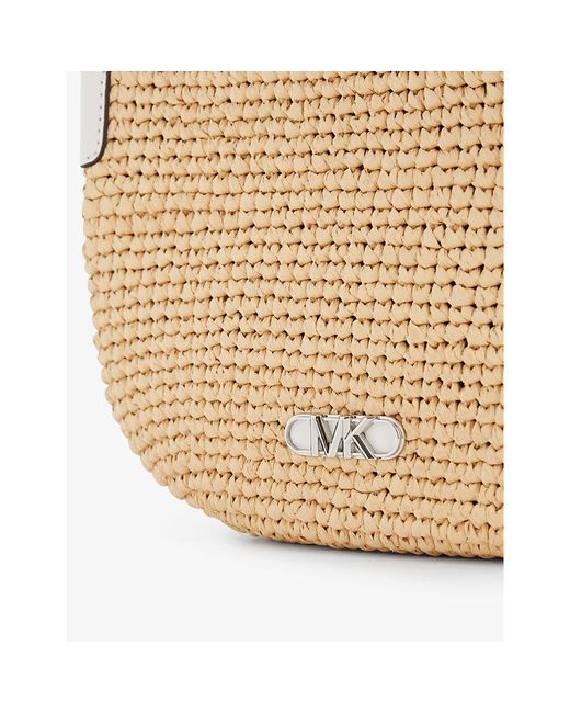 MICHAEL Michael Kors Natural Branded Curved Straw Clutch Bag