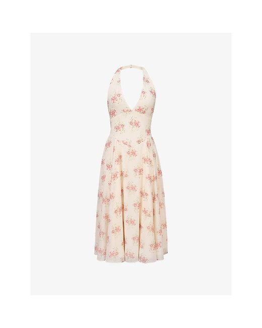 House Of Cb Pink Solada Floral Woven Midi Dress Xs (A-C Cup)