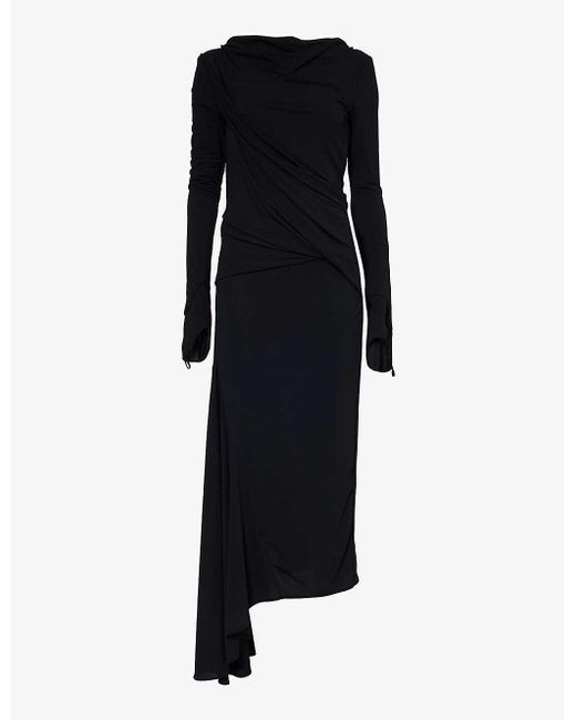 Givenchy Black Draped Cowl-neck Stretch-woven Maxi Dress
