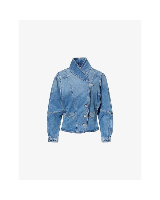 Isabel Marant Blue Dolie High-Neck Denim Jacket