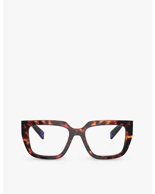 Prada Brown Pr A03v Square-frame Tortoiseshell Acetate Eyeglasses