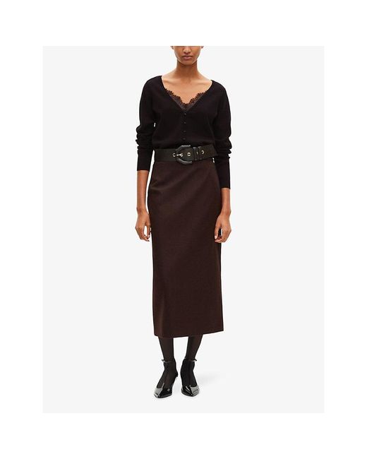 The Kooples Black Lace-Embroidered Long-Sleeve Knitted Jumper