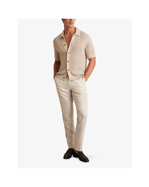 Reiss Natural Toby Basketweave-Knit Stretch Cotton-Blend Shirt for men