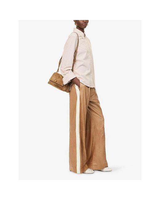Twp Natural Eva With Tux Contrast-Panel Leather Trousers