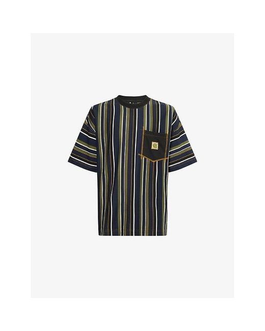 Carhartt Black Stripes Printed Cotton T-Shirt for men