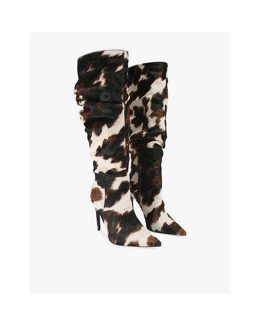 Carvela Kurt Geiger Black Eterno Printed Faux-Leather Heeled Knee-High Boots