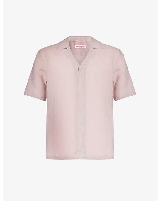 Orlebar Brown Pink Maitan Split-hem Regular-fit Linen Shirt for men