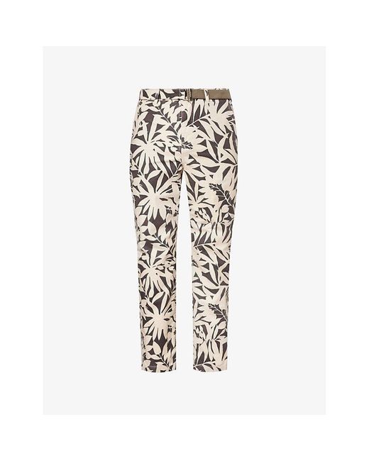 Sacai White Leaf-print Straight-leg Cotton Trouser for men