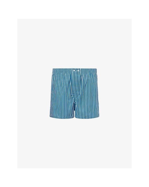 Derek Rose Blue Royal Stripe Classic-Fit Cotton Boxer Shorts for men