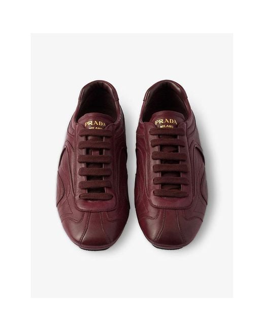 Prada Red Montecarlo Re-Edition 2005 Antiqued Leather Low-Top Trainers for men