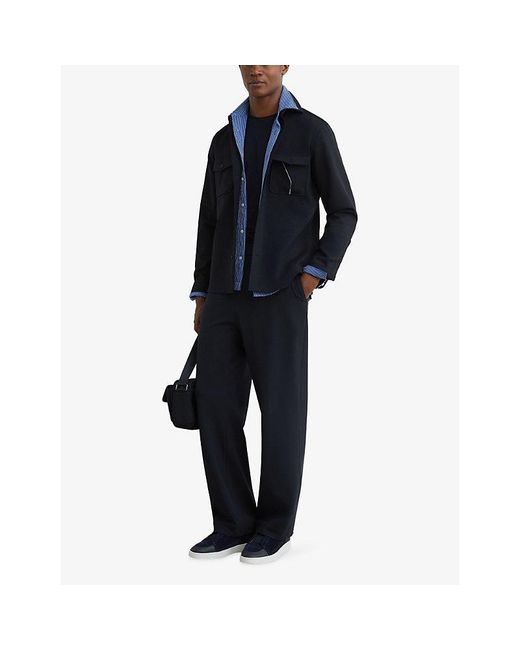Reiss Blue Found Relaxed-Fit Stretch-Woven Trousers for men