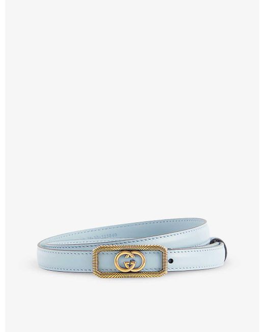 Gucci Blue Logo-buckle Leather Belt