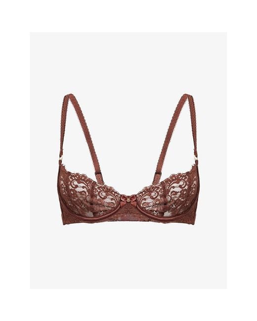 Lounge Underwear Brown Flutter Plunge Lace Bra
