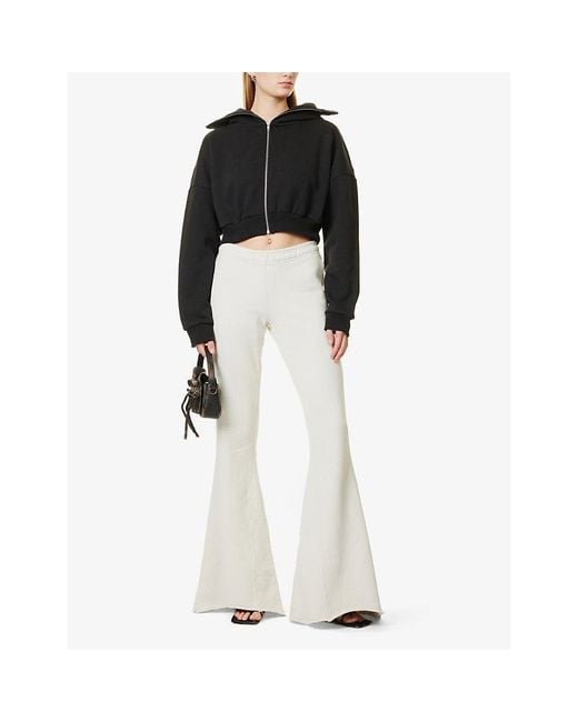 Entire studios White Heavy Flare Drawstring Straight-Leg Low-Rise Cotton-Jersey Jogging Bottoms