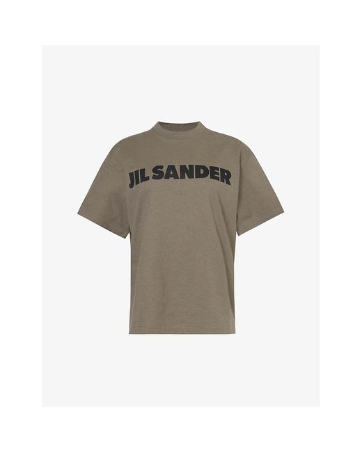 Jil Sander Gray Logo-print Boxy-fit Cotton-jersey T-shirt