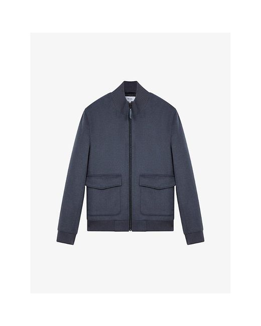 Reiss Blue Shuffle Patch-pocket Wool-blend Jacket for men