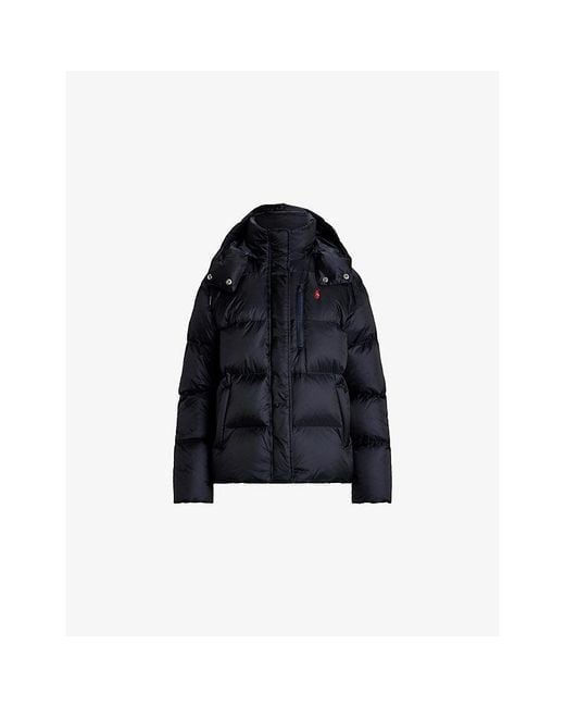Polo Ralph Lauren Blue Logo-Embroidered Padded Shell-Down Jacket