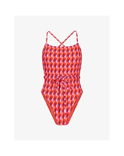 Seafolly Red Sorrento Reversible Square-Neck Swimsuit