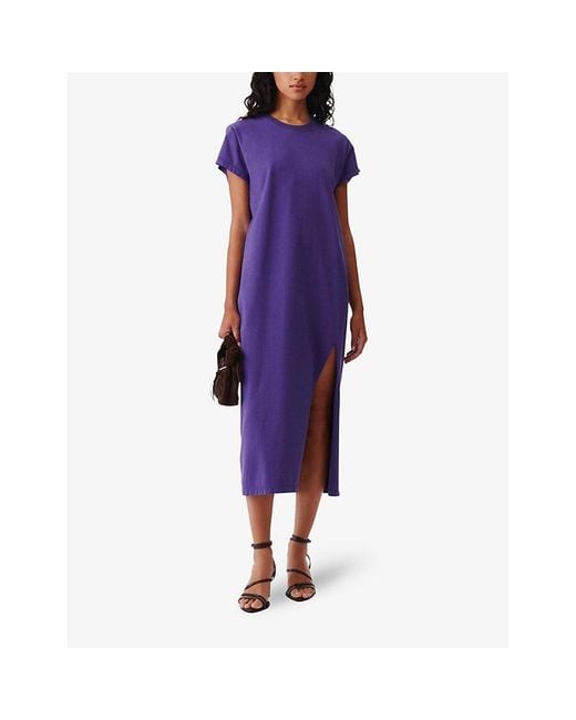 IRO Purple Litonya Loose-fit Midi Cotton T-shirt Dress