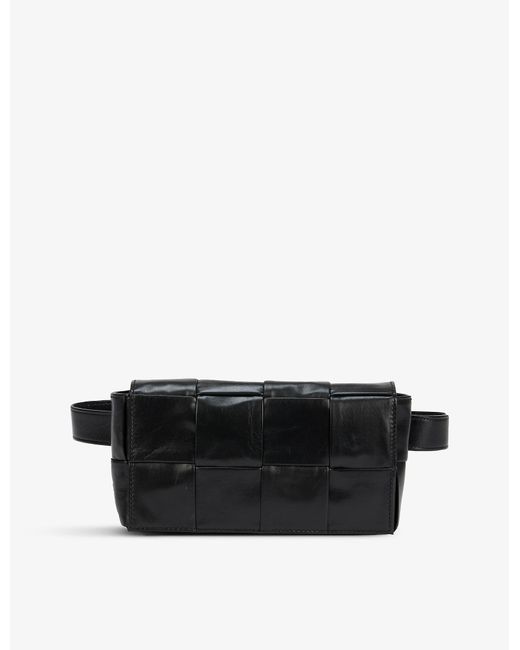 Bottega Veneta Black Cassette Leather Belt Bag for men