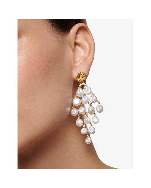 Monica Vinader White Capri 18Ct-Plated Vermeil Sterling- And Keshi-Pearl Drop Earrings