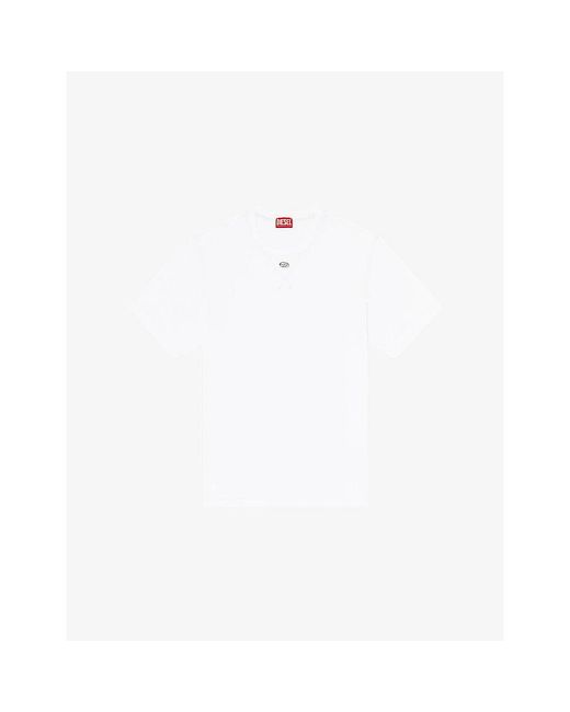 DIESEL White T-Madjust-Tr Branded Cotton-Jersey T-Shirt for men