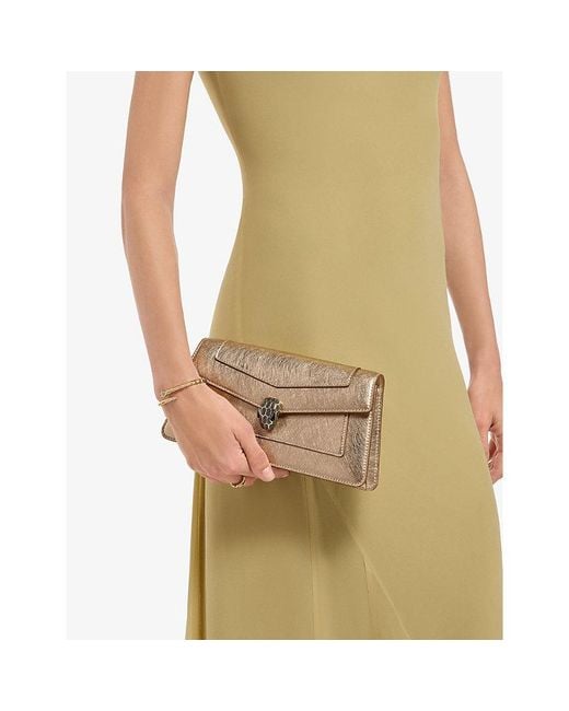 BVLGARI Natural Serpenti Forever Metallic-Leather Clutch