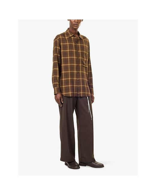Song For The Mute Brown Wide-Leg Relaxed-Fit Woven Trousers for men
