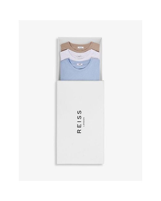 Reiss Blue Bless Pack-Of-Three Cotton T-Shirts for men