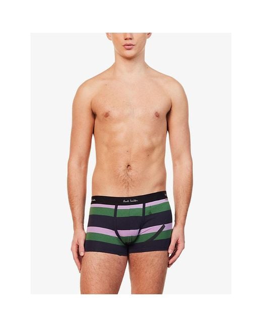 Paul Smith Green Branded-waistband Stretch-organic Cotton Trunks for men