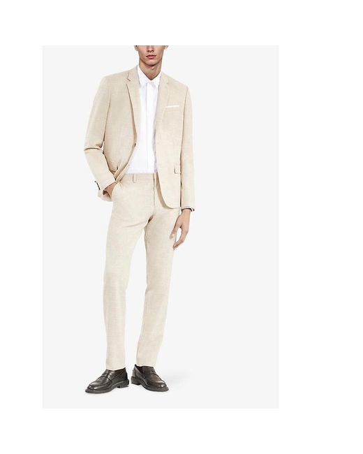 The Kooples Natural Tapered-Leg Slim-Fit Wool Trousers for men