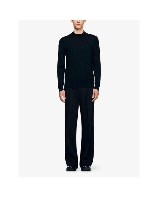 Sandro Black Turtleneck Wool Jumper for men