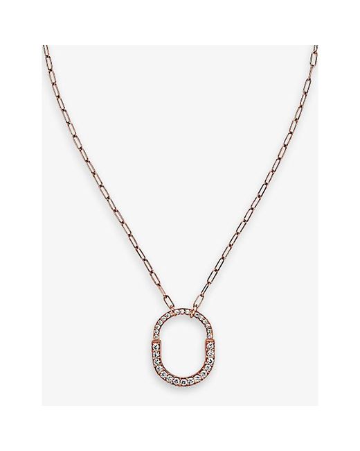 Tiffany & Co Metallic Tiffany Lock Medium 18Ct Rose- And 1.25Ct Brilliant-Cut Diamond Pendant Necklace