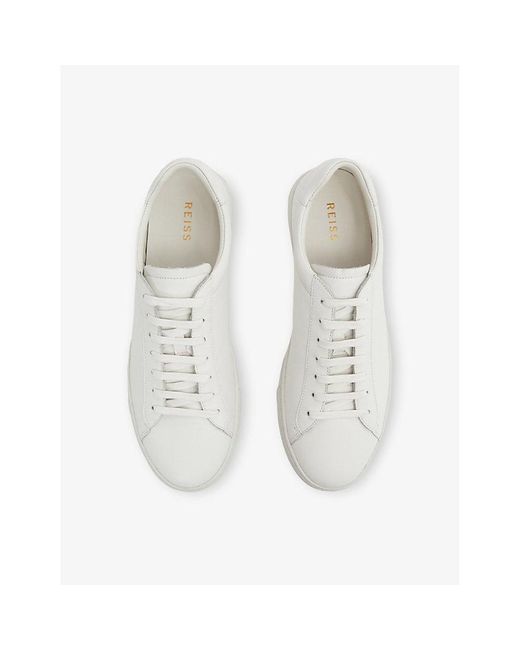Reiss White Finley Leather Low-Top Trainers for men