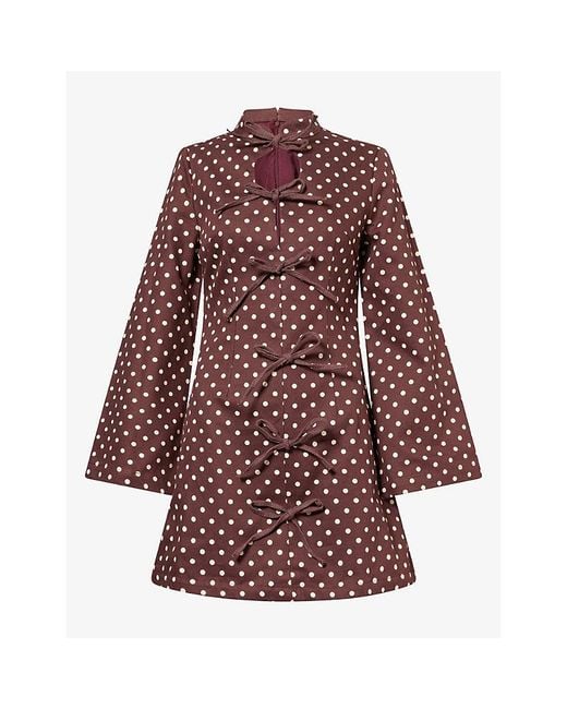 Sister Jane Red Arles Dot-Print Cotton Mini Dress