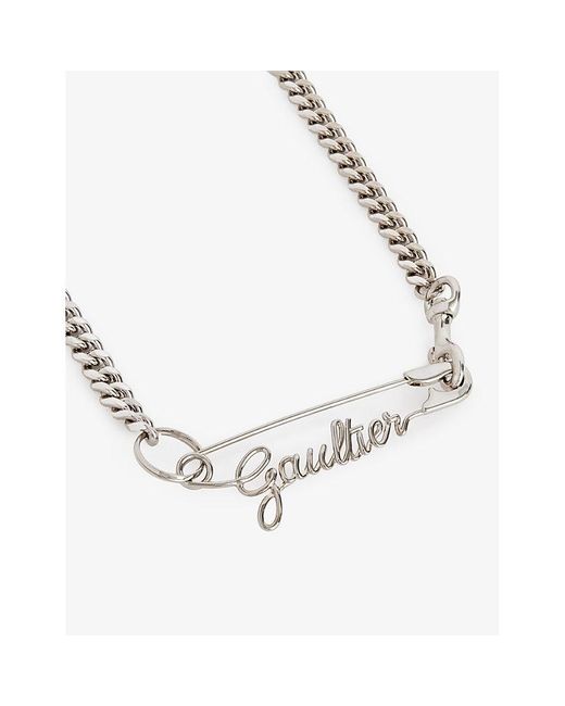 Jean Paul Gaultier White Safety Pin Brass And Bronze Necklace