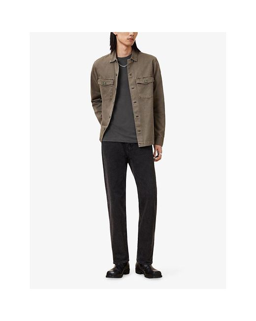 AllSaints Gray Tonic Logo-Embroidered Slim-Fit Cotton T-Shirt for men