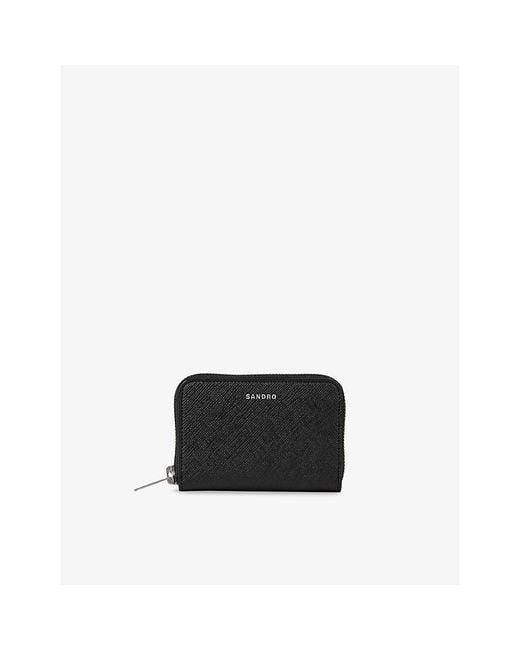 Sandro Black Zippd Cord Leather Wallet