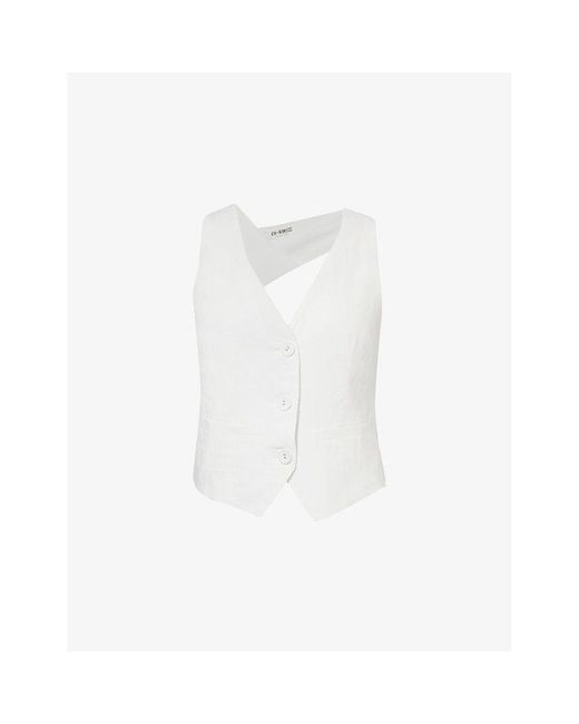 4th & Reckless White Tilde V-neck Cotton Waistcoat