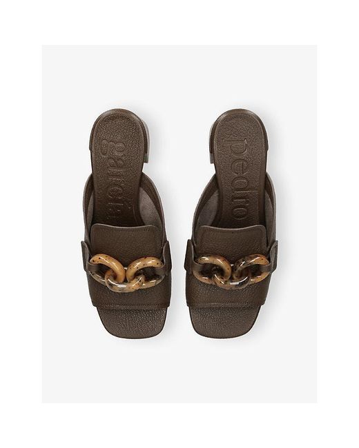 Pedro Garcia Brown Umita Leather Mules